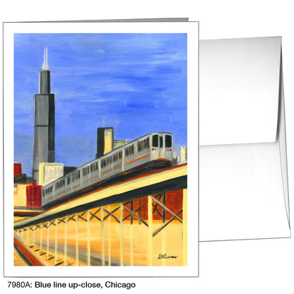 Blue Line Up-Close, Chicago, Greeting Card (7980A)