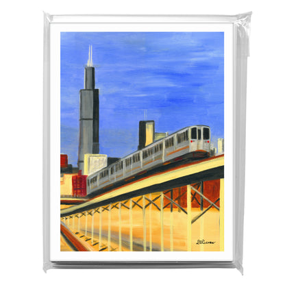 Blue Line Up-Close, Chicago, Greeting Card (7980A)