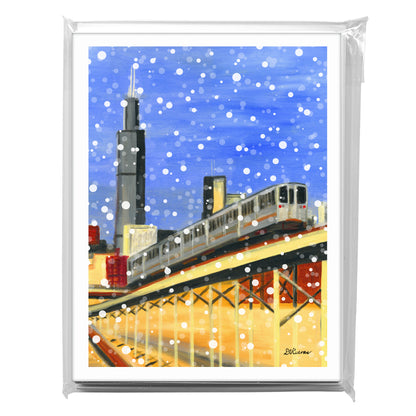 Blue Line Up-Close, Chicago, Greeting Card (7980B)