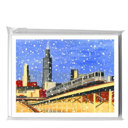 Blue Line Up-Close, Chicago, Greeting Card (7980D)