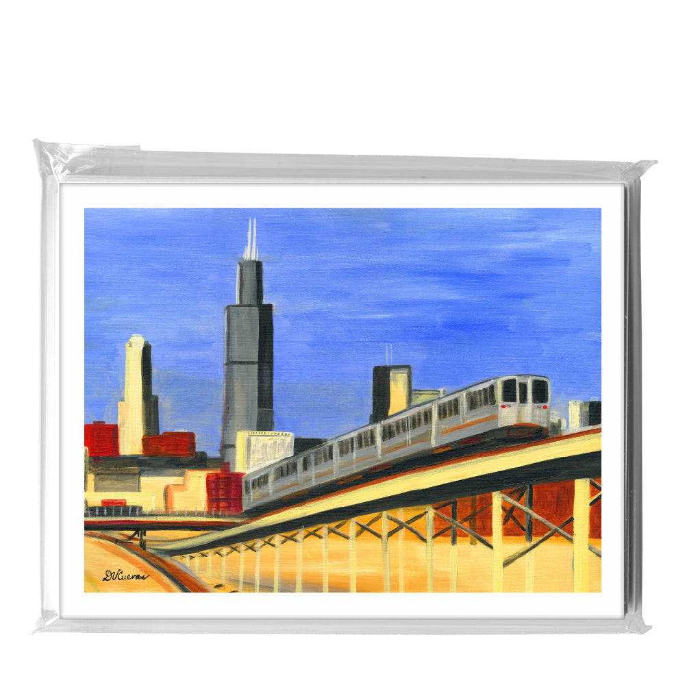 Blue Line Up-Close, Chicago, Greeting Card (7980E)