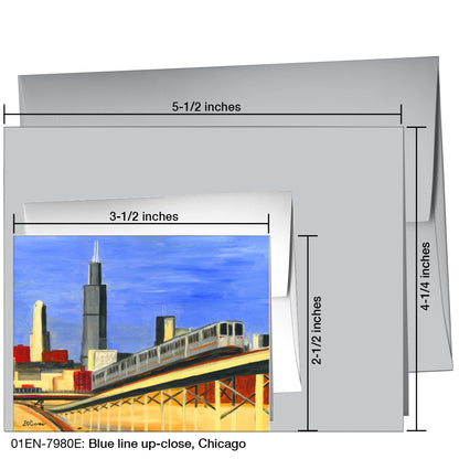 Blue Line Up-Close, Chicago, Greeting Card (7980E)