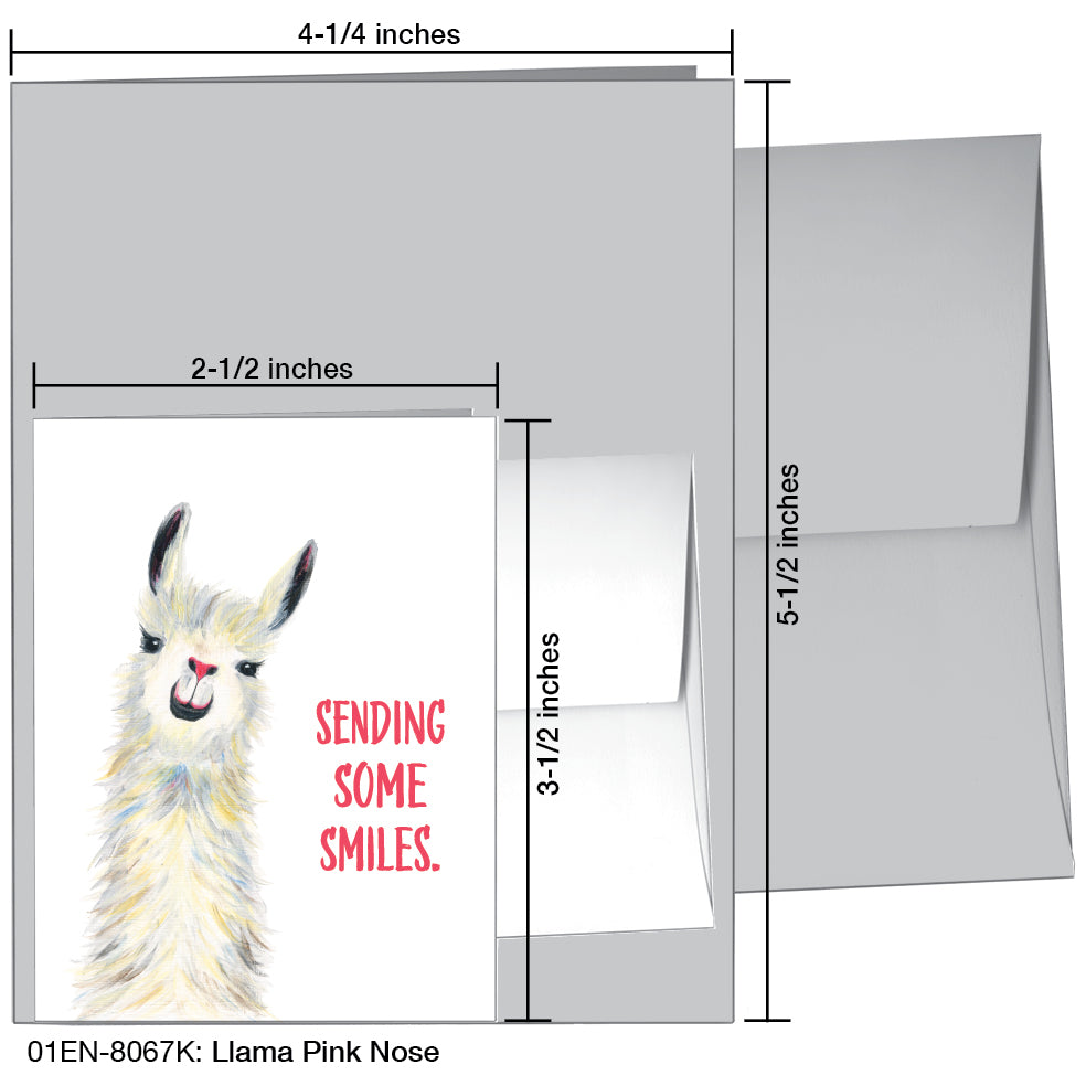 Llama Pink Nose, Greeting Card (8067K)