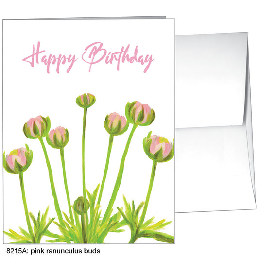 Pink Ranunculus Buds, Greeting Card (8215A)