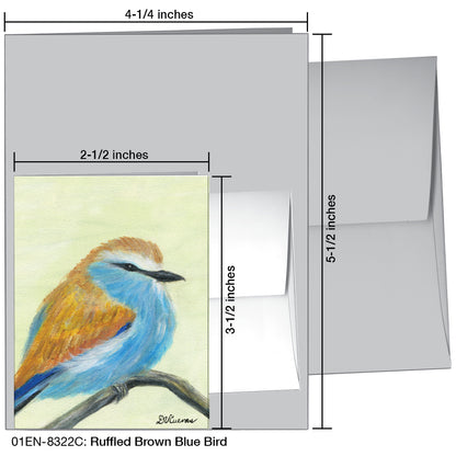 Ruffled Brown Blue Bird, Greeting Card (8322C)