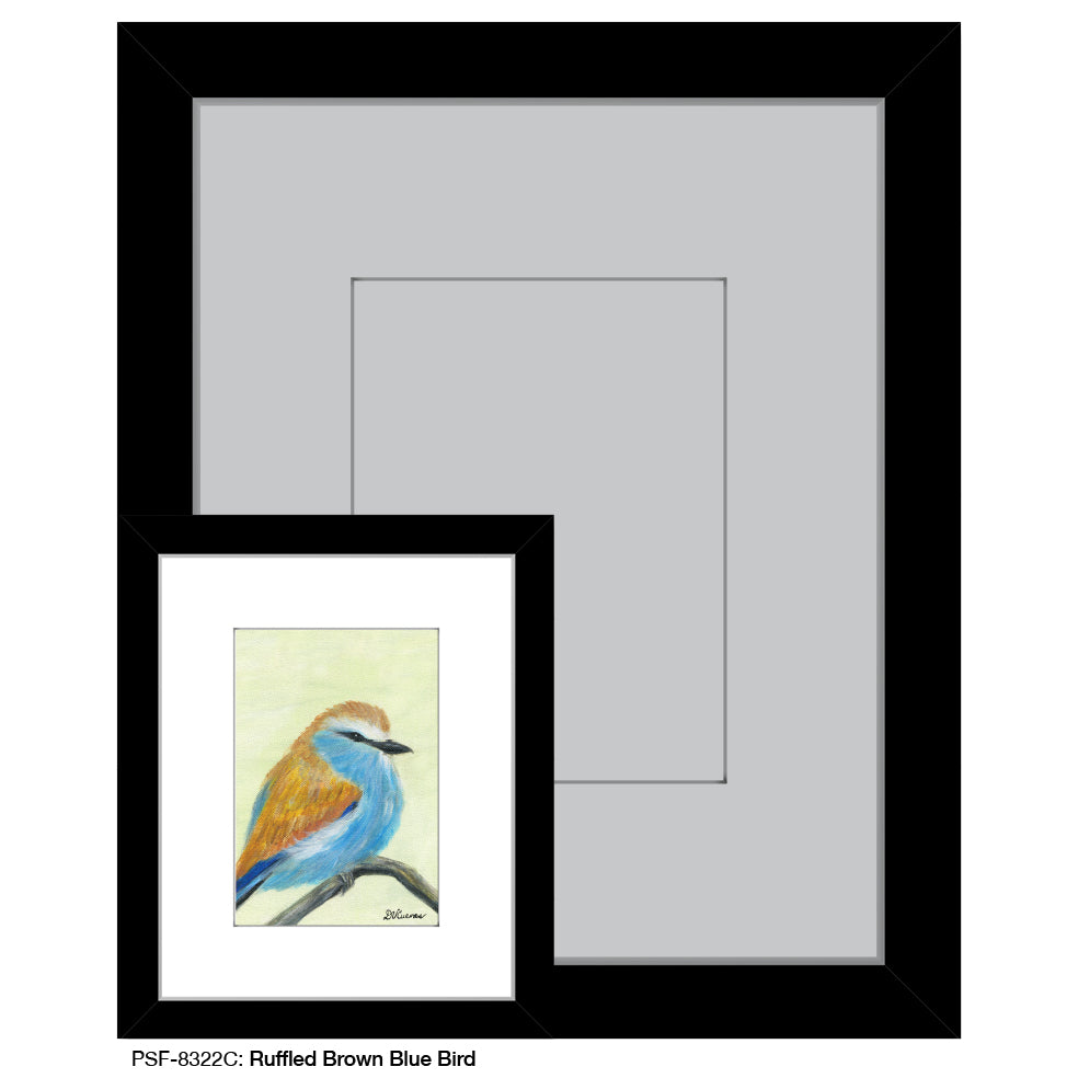 Ruffled Brown Blue Bird, Print (#8322C)