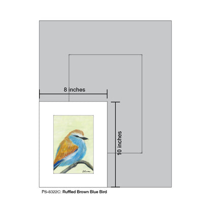 Ruffled Brown Blue Bird, Print (#8322C)