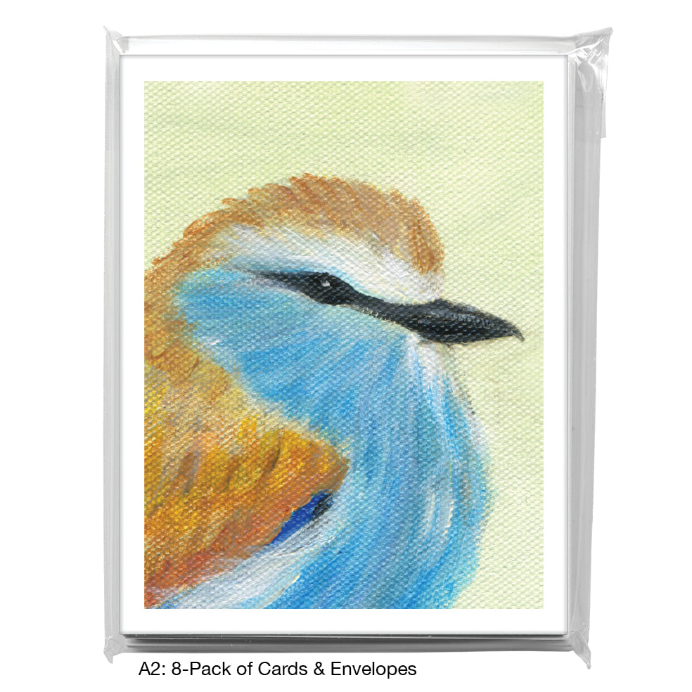 Ruffled Brown Blue Bird, Greeting Card (8322F)