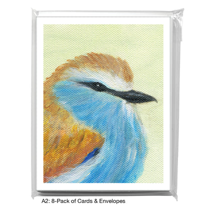 Ruffled Brown Blue Bird, Greeting Card (8322F)