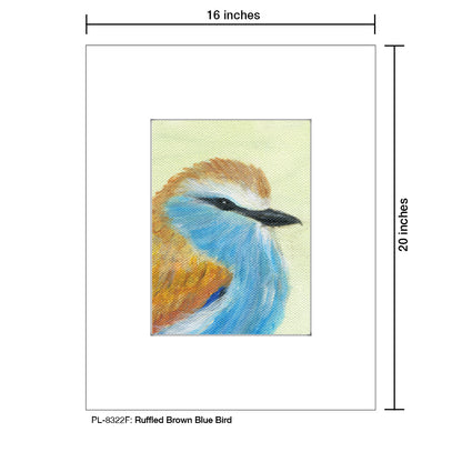 Ruffled Brown Blue Bird, Print (#8322F)