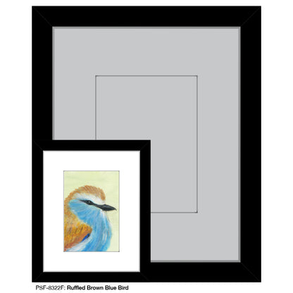 Ruffled Brown Blue Bird, Print (#8322F)