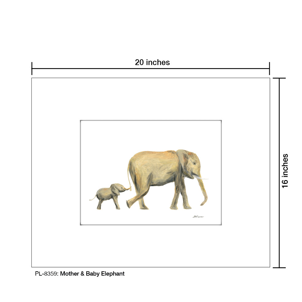 Mother & Baby Elephant, Print (#8359)