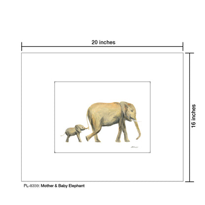 Mother & Baby Elephant, Print (#8359)