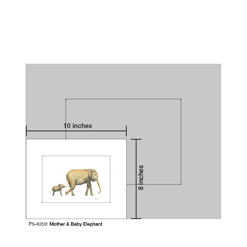 Mother & Baby Elephant, Print (#8359)