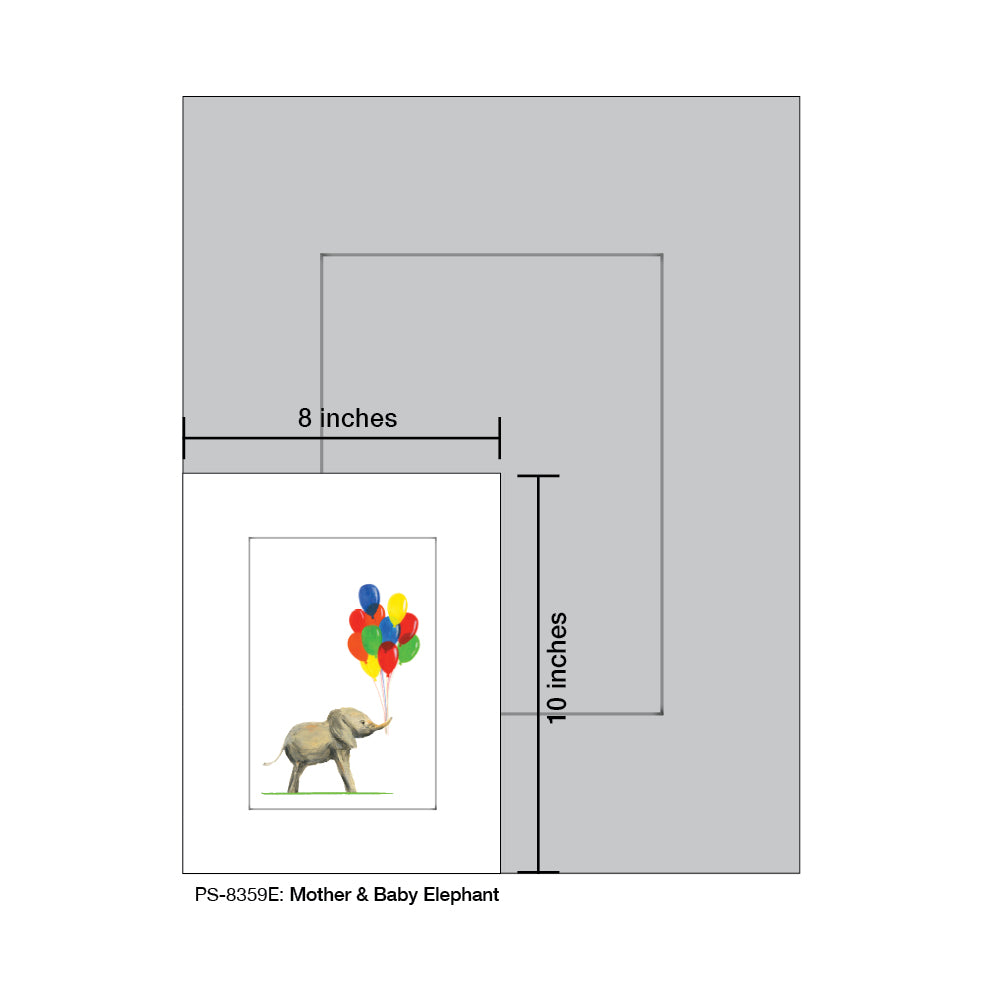 Mother & Baby Elephant, Print (#8359E)