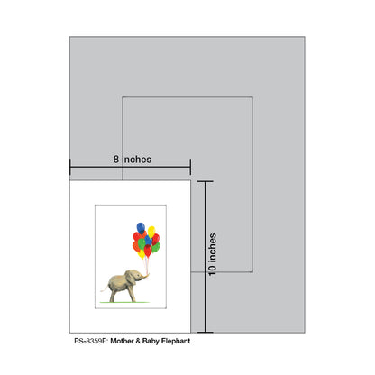 Mother & Baby Elephant, Print (#8359E)