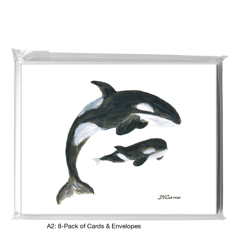 Orca Mother & Baby, Greeting Card (8385)