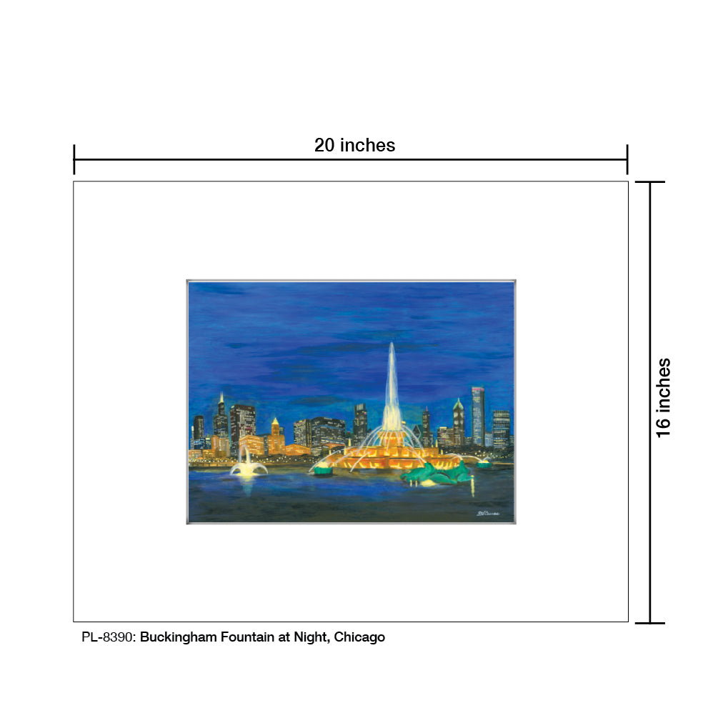 Buckingham Fountain at Night, Chicago, Print (#8390)