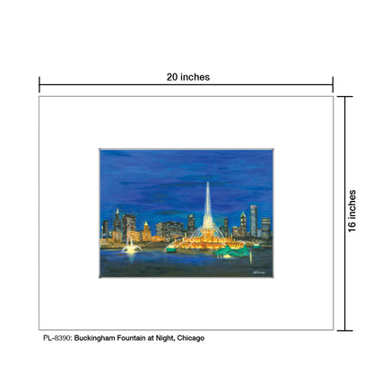 Buckingham Fountain at Night, Chicago, Print (#8390)