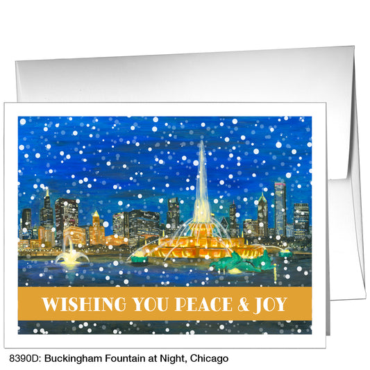 Buckingham Fountain At Night, Chicago, Greeting Card (8390D)