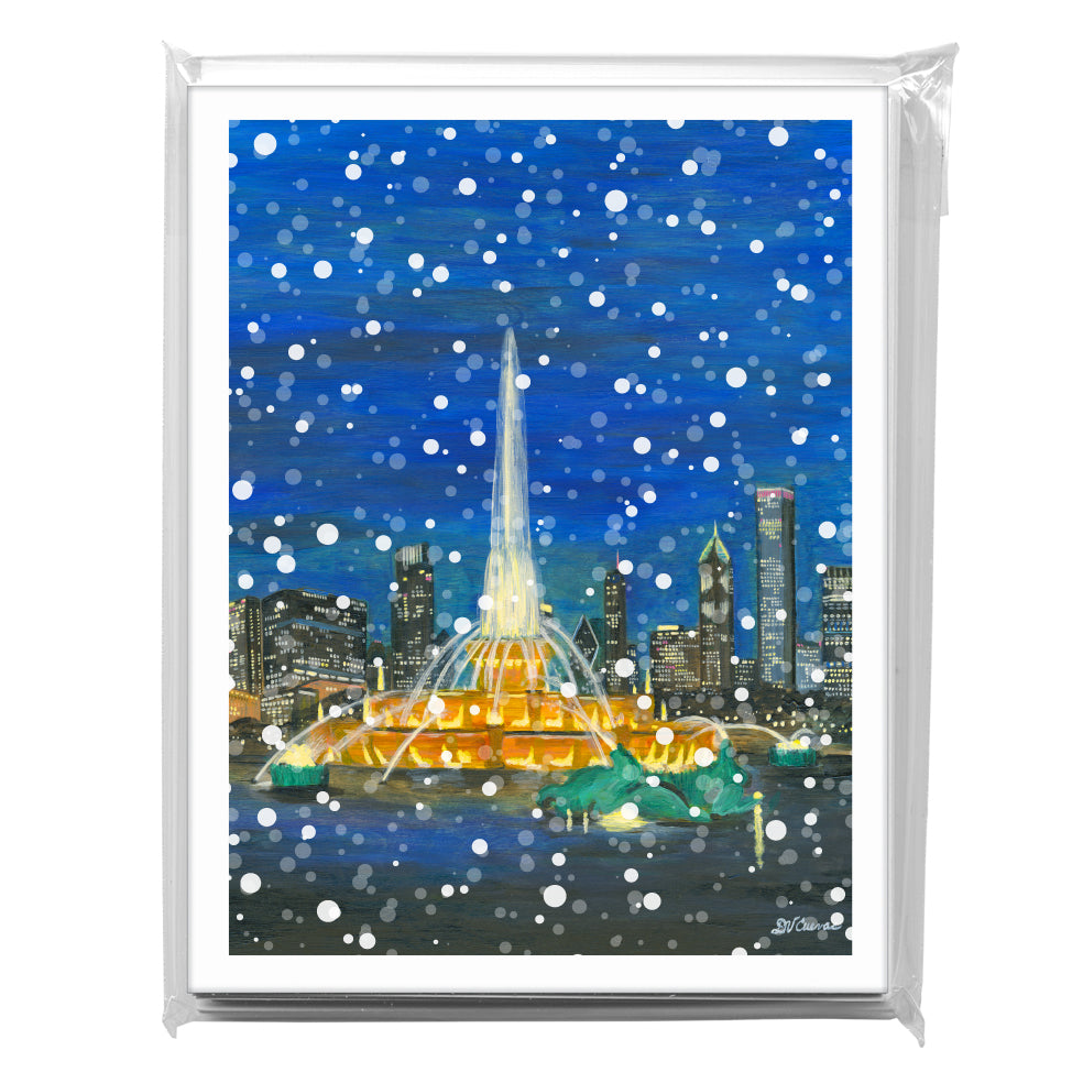 Buckingham Fountain At Night, Chicago, Greeting Card (8390F)