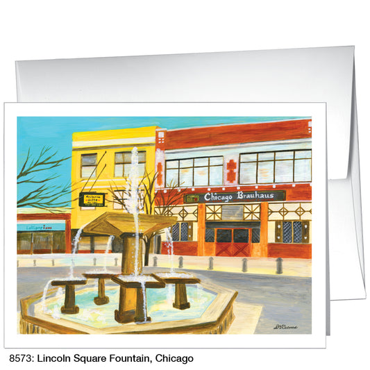 Lincoln Square Fountain, Chicago, Greeting Card (8573)