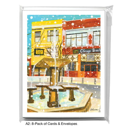 Lincoln Square Fountain, Chicago, Greeting Card (8573B)