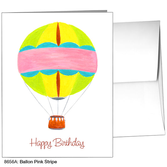 Balloon Pink Stripe, Greeting Card (8656A)