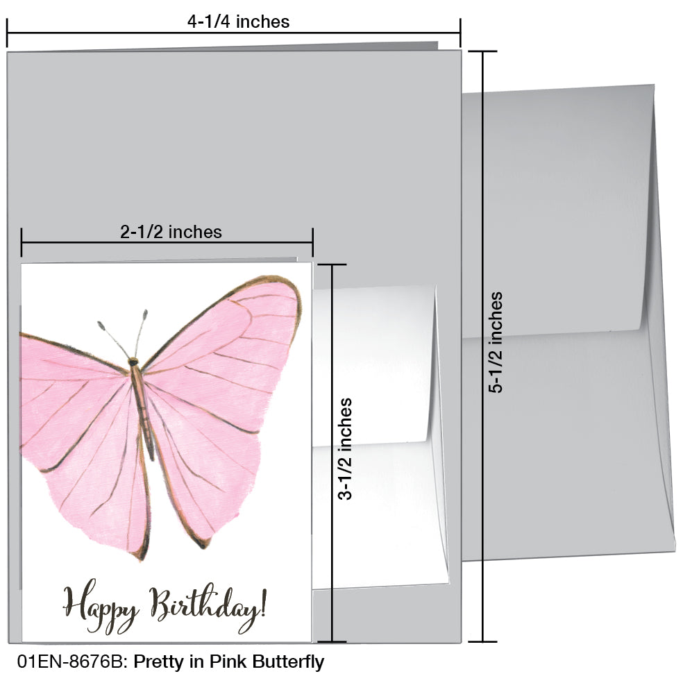 Pretty in Pink Butterfly, Greeting Card (8676B)