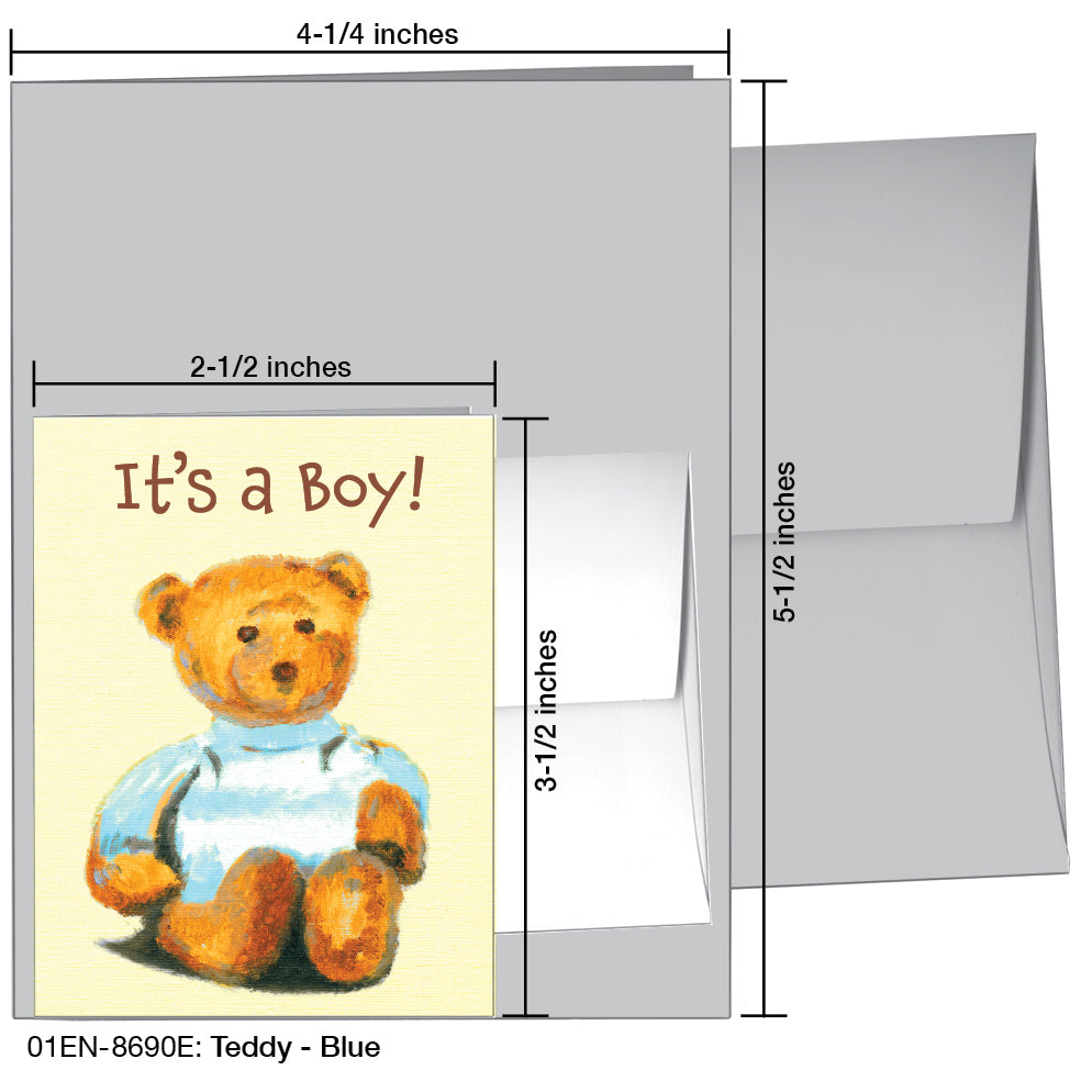 Teddy - Blue, Greeting Card (8690E)