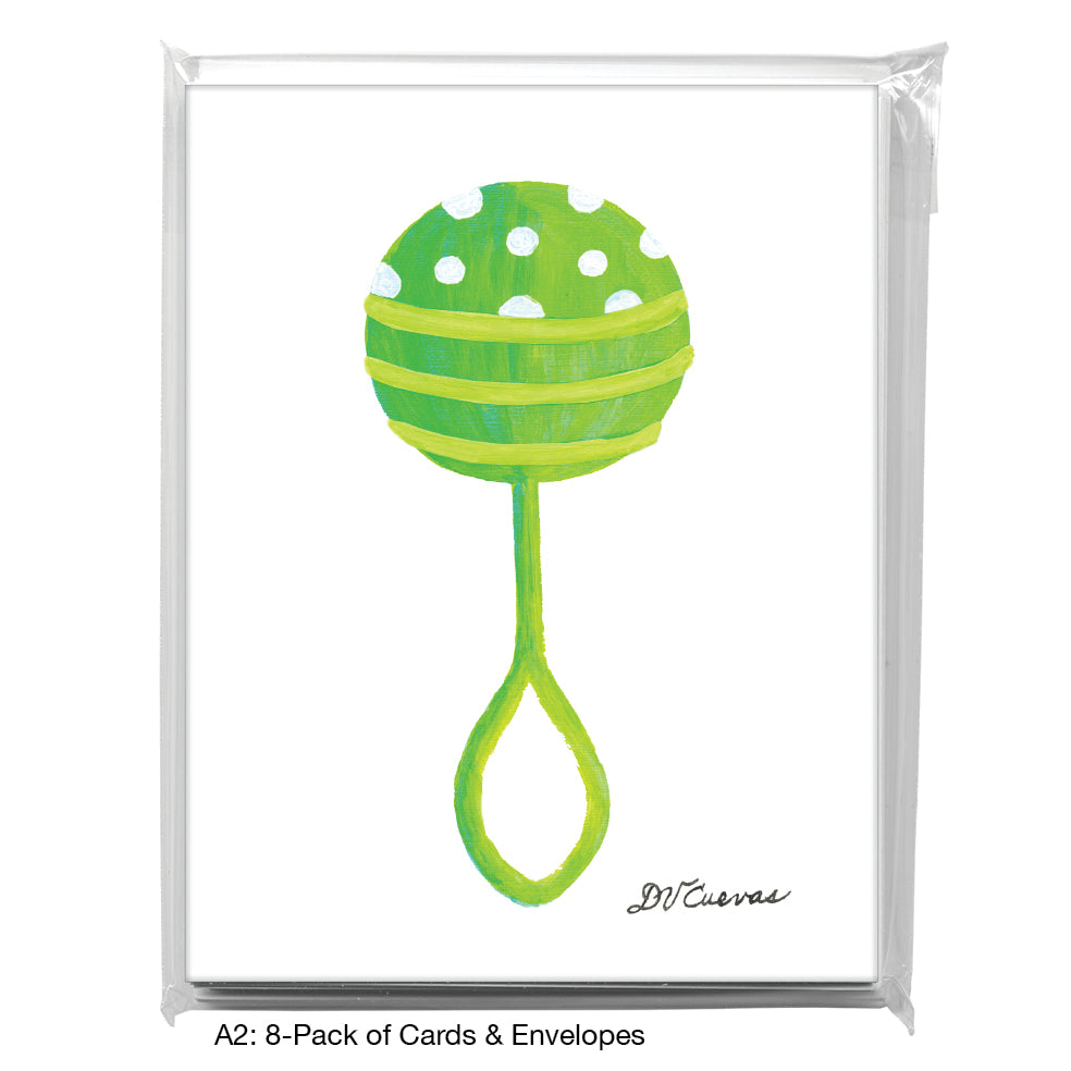 Rattle Polka Dot - Green, Greeting Card (8692F)