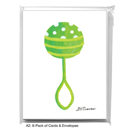 Rattle Polka Dot - Green, Greeting Card (8692F)