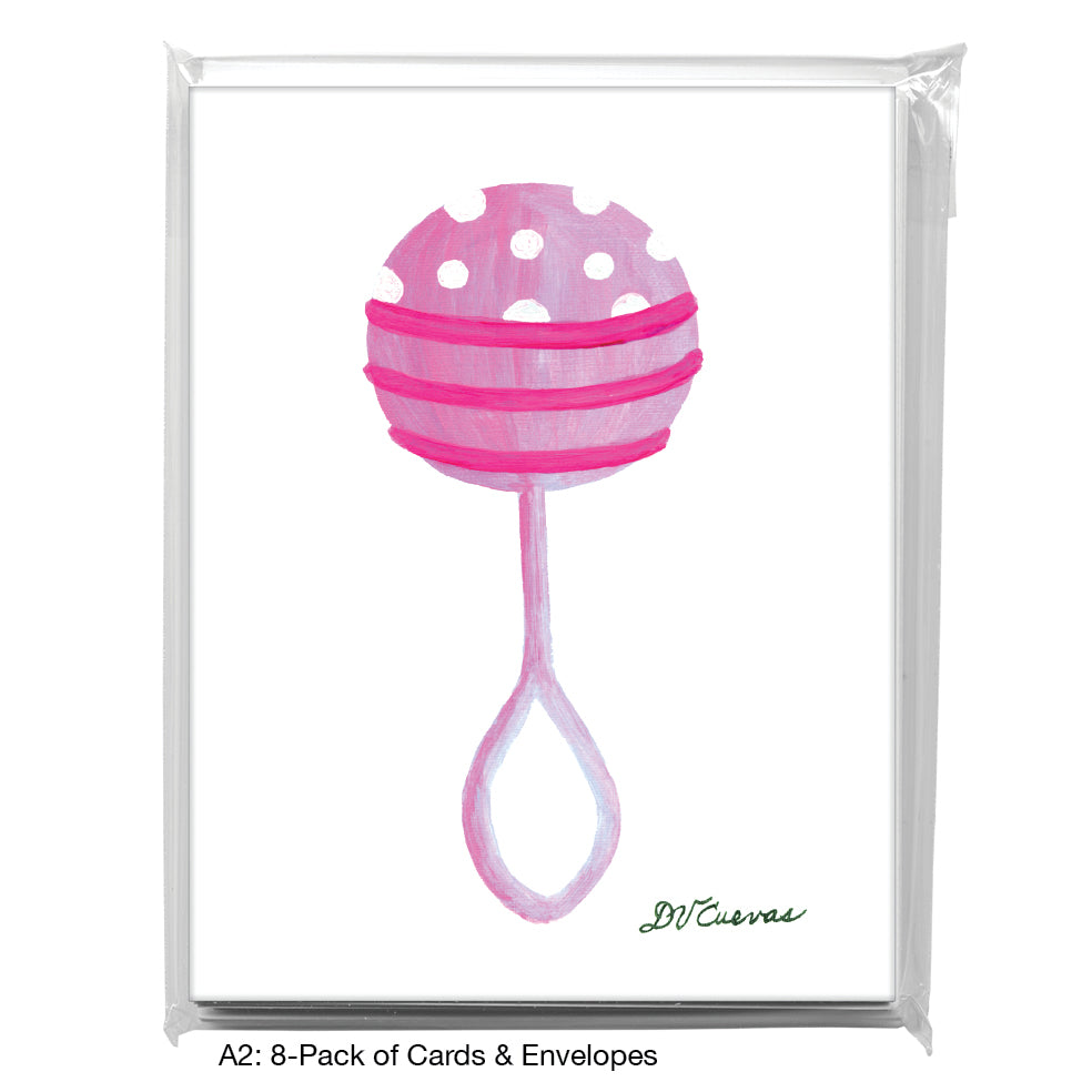 Rattle Polka Dot - Pink, Greeting Card (8693E)