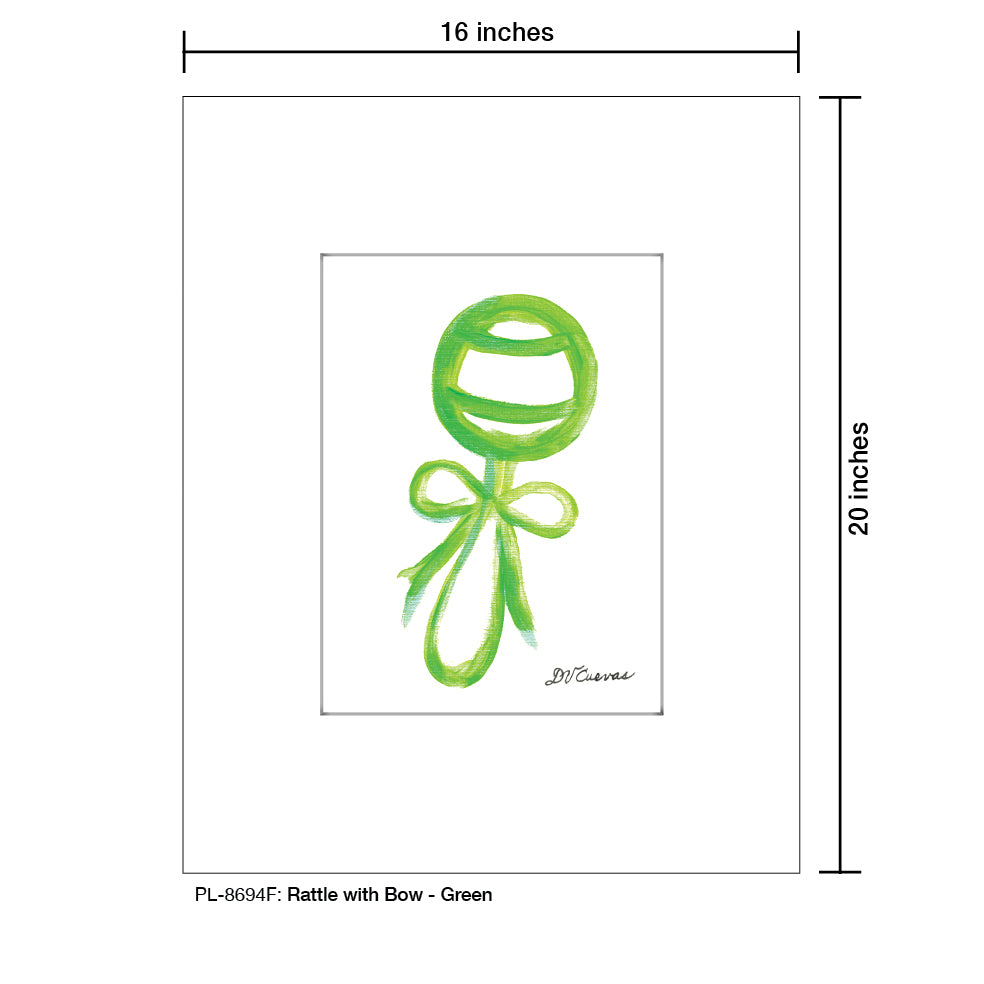 Rattle with Bow - Green, Print (#8694F)