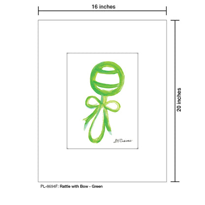 Rattle with Bow - Green, Print (#8694F)