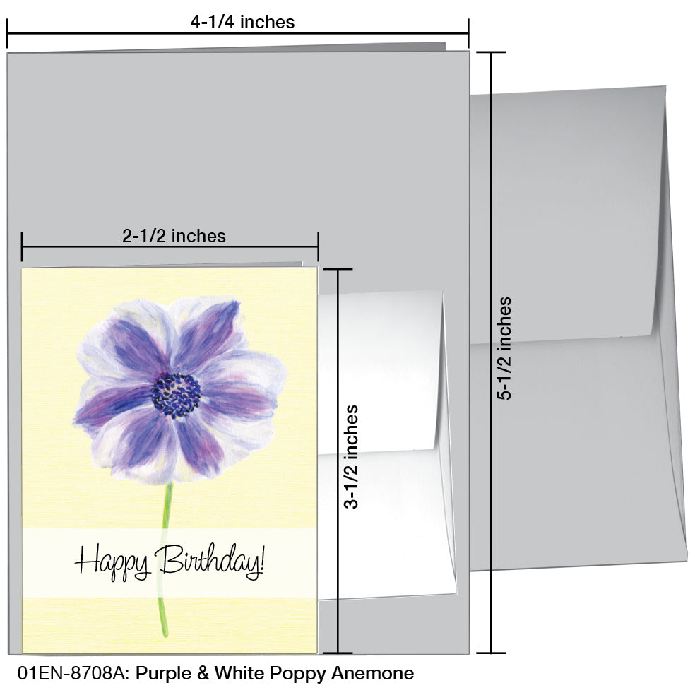 Purple & White Poppy Anemone, Greeting Card (8708A)