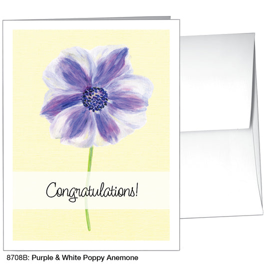 Purple & White Poppy Anemone, Greeting Card (8708B)