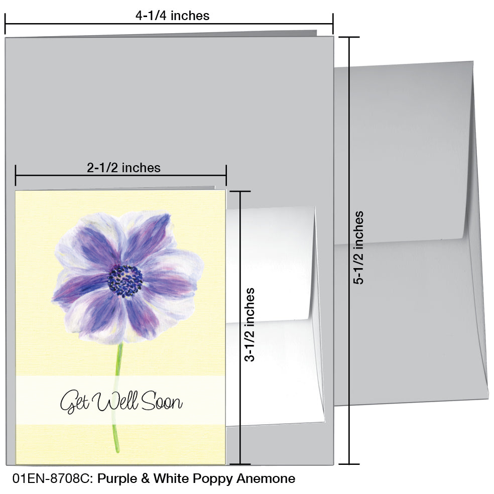 Purple & White Poppy Anemone, Greeting Card (8708C)